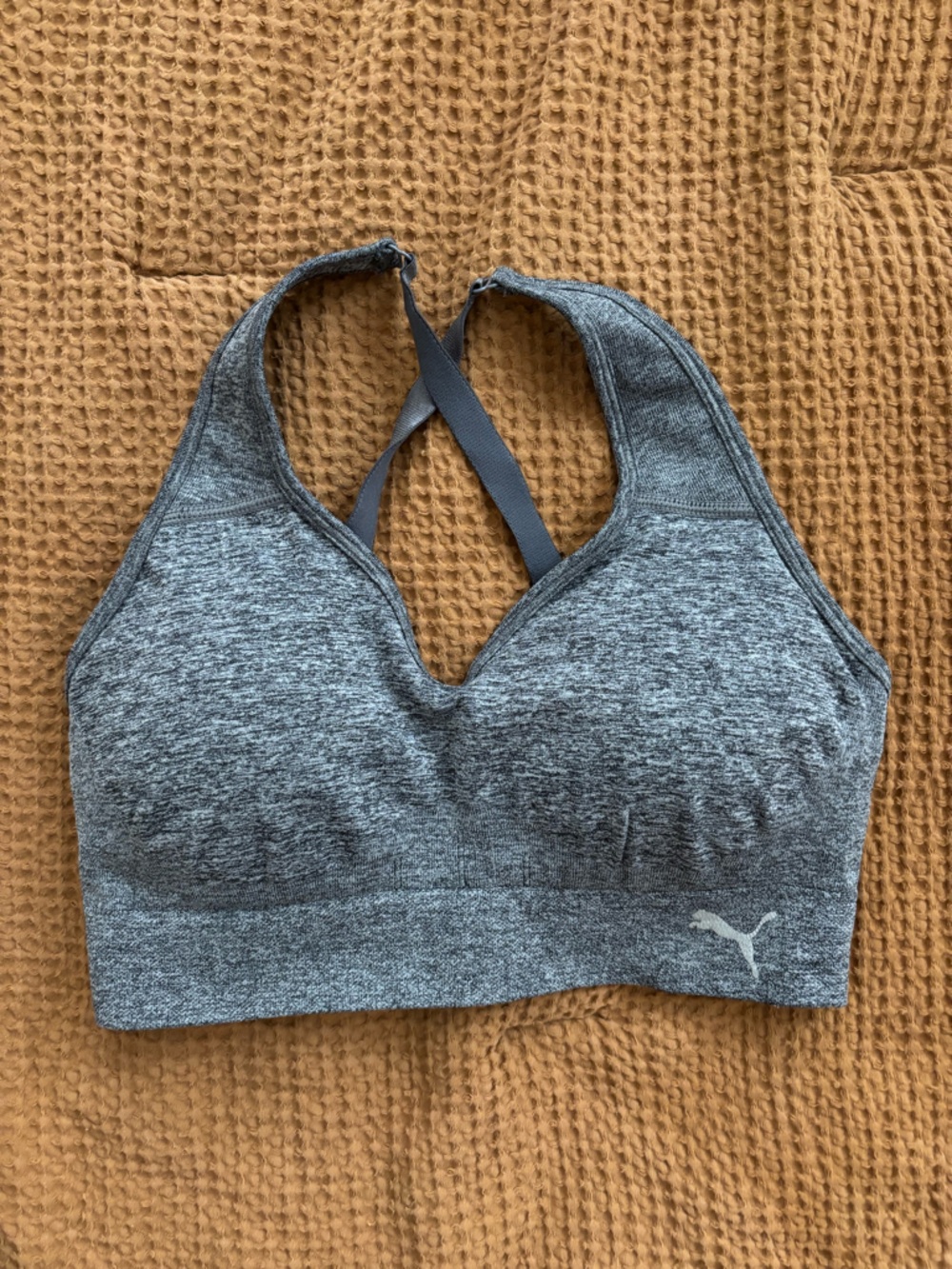 Puma Gray Heather Seamless Racerback Sports Bra